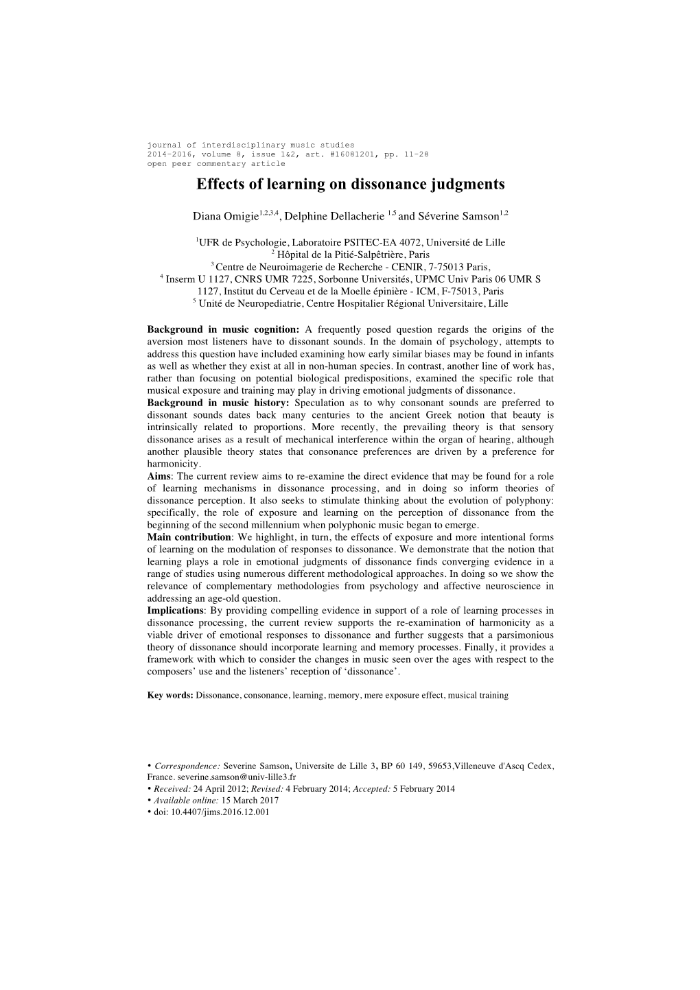 Effects of Learning on Dissonance Judgments