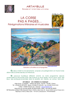 CORSE PAS a PAGES… Pérégrinations Littéraires Et Musicales