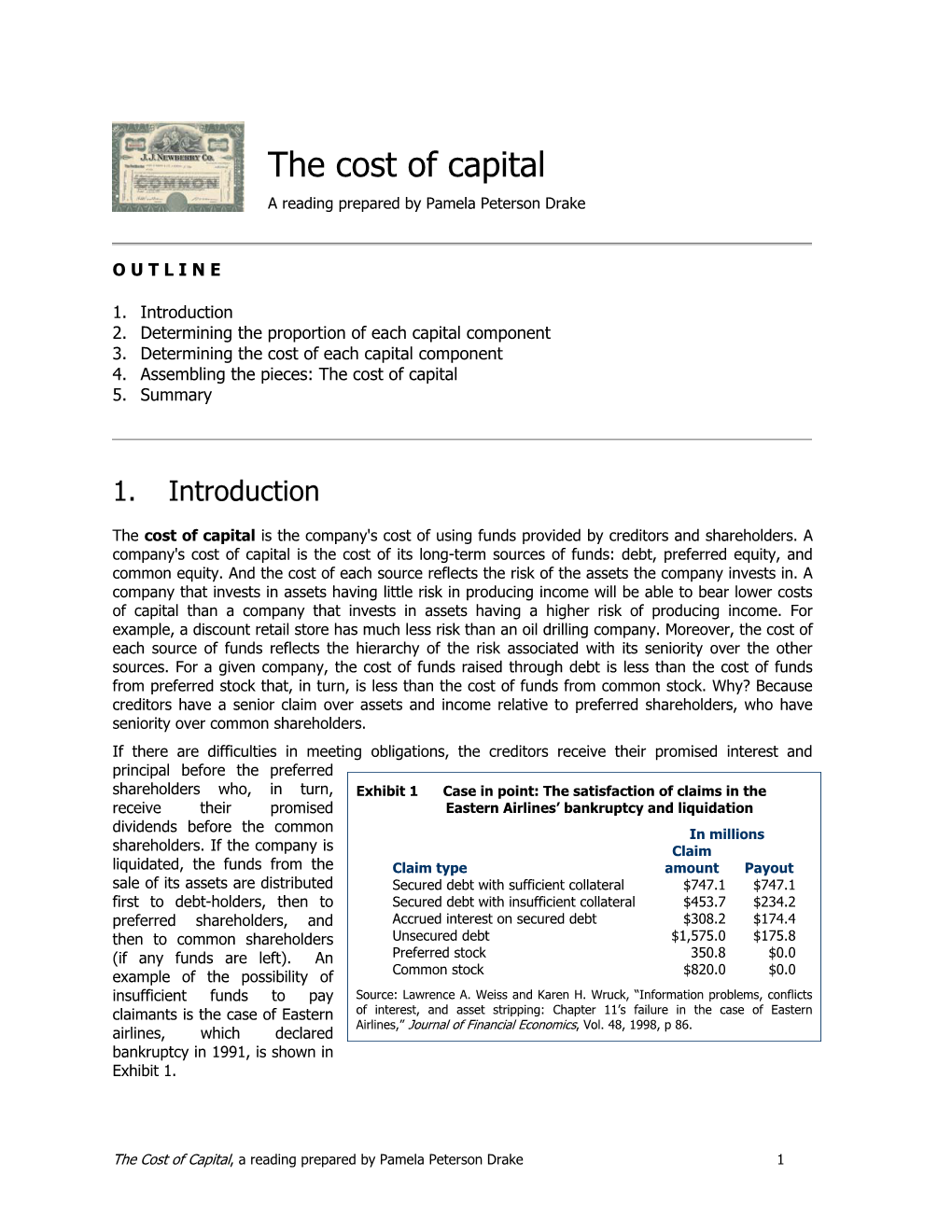 The Cost of Capital