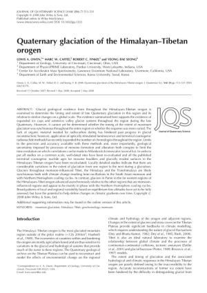 Quaternary Glaciation of the Himalayan–Tibetan Orogen