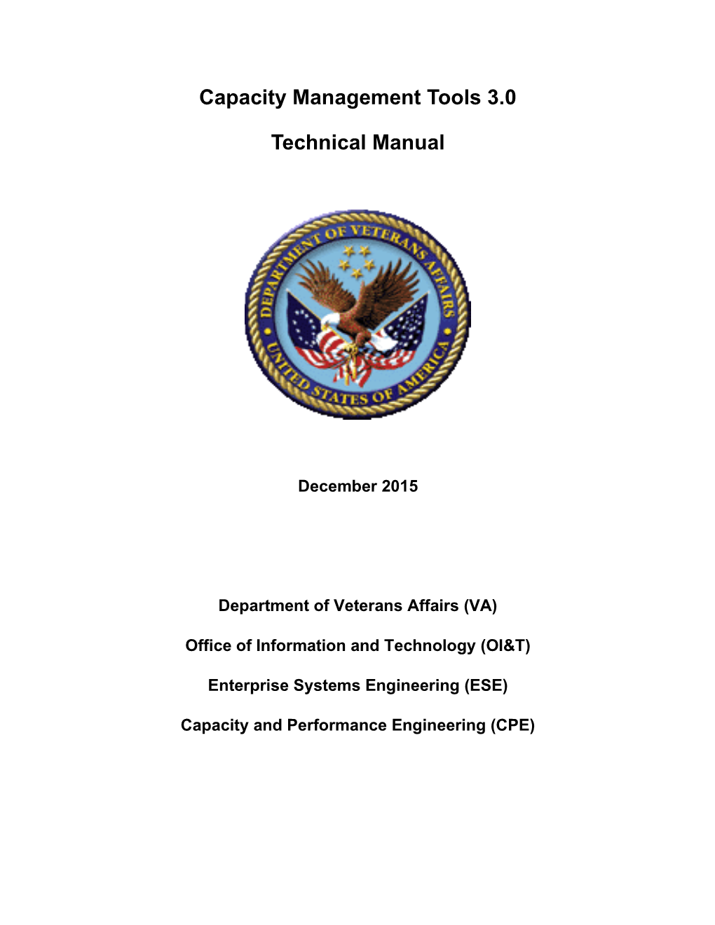 Capacity Management Tools 3.0 Technical Manual Iii December 2015