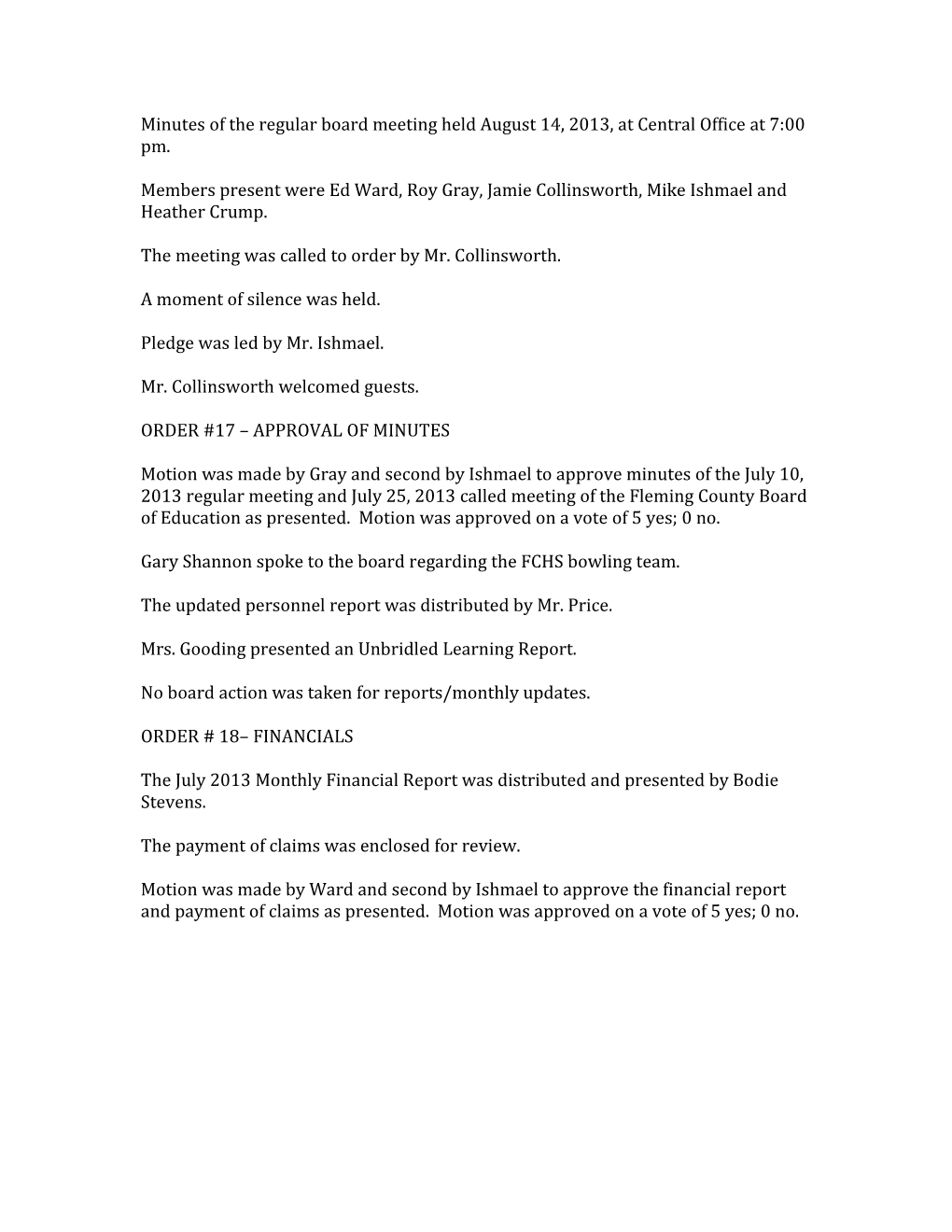 Minutes of the Regular Board Meeting Held January 10, 2007, at Simons Middle School at 7:00 P