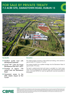 For Sale by Private Treaty 7.2 Acre Site, Damastown Road, Dublin 15