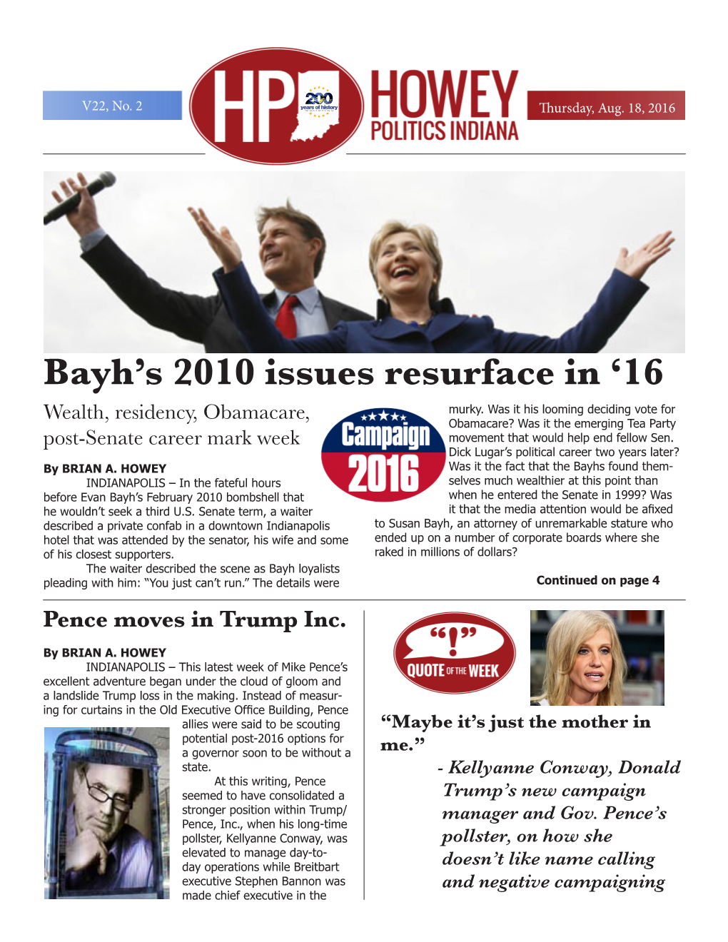 Bayh's 2010 Issues Resurface In