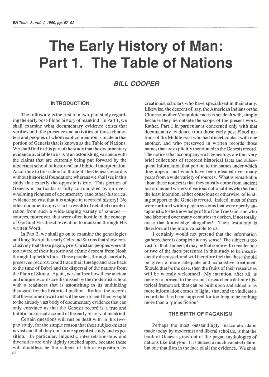 Part 1. the Table of Nations