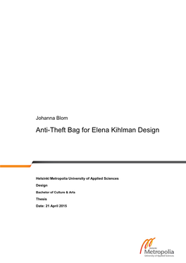 Anti-Theft Bag for Elena Kihlman Design