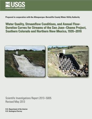 Duration Curves for Streams of the San Juan–Chama Project, Southern Colorado and Northern New Mexico, 1935–2010