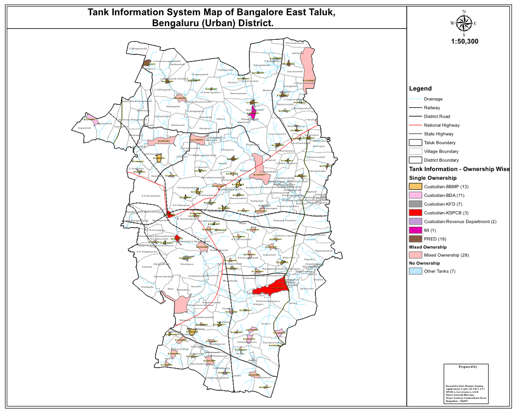 Tank Information System Map of Bangalore East Taluk, Bengaluru (Urban) District. Μ Thirumalenahalli 1:50,300 J.I.Mitaganahalli