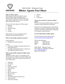 Blister Agents Fact Sheet