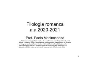 Filologia Romanza A.A.2020-2021