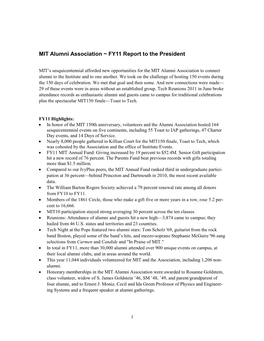 FY11 Report to the President