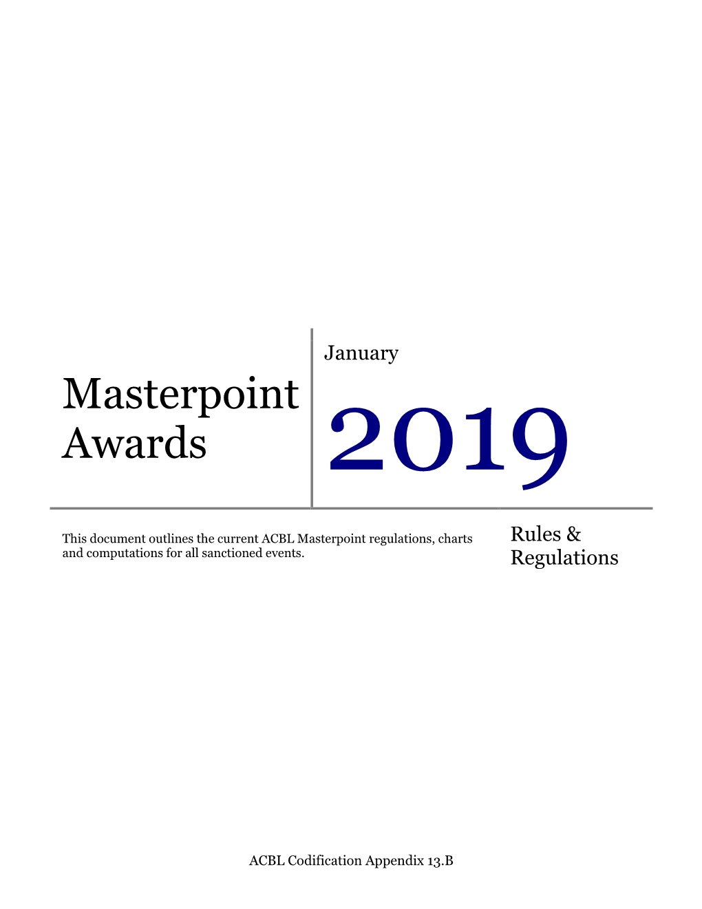 Masterpoint Awards 2019