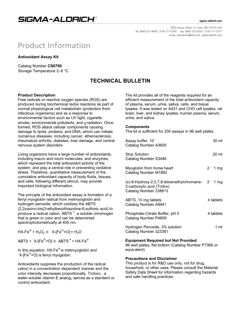 Antioxidant Assay Kit (CS0790)