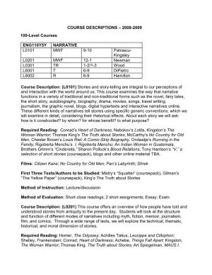 Course Descriptions 08-09