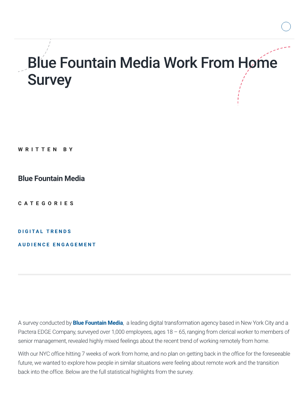 Blue Fountain Media Work from Home Survey