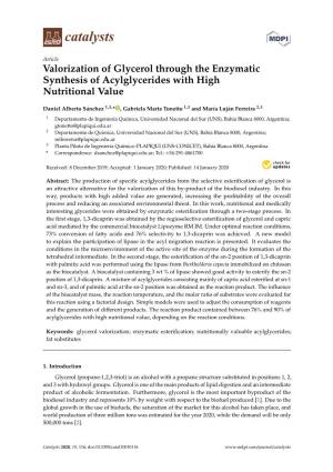 Valorization of Glycerol Through the Enzymatic Synthesis of Acylglycerides with High Nutritional Value