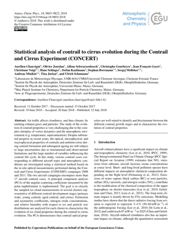 Statistical Analysis of Contrail to Cirrus Evolution During the Contrail and Cirrus Experiment (CONCERT)