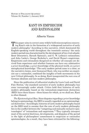 Kant on Empiricism and Rationalism