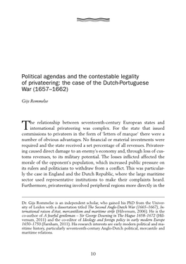 Political Agendas and the Contestable Legality of Privateering: the Case of the Dutch-Portuguese War (1657–1662)