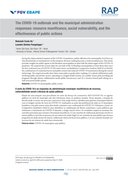 The COVID-19 Outbreak and the Municipal Administration Responses: Resource Munificence, Social Vulnerability, and the Effectiveness of Public Actions