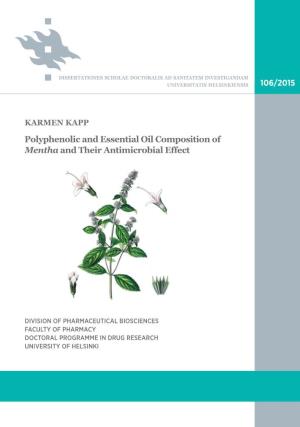 Polyphenolic and Essential Oil Composition of Mentha and Their Antimicrobial Effect