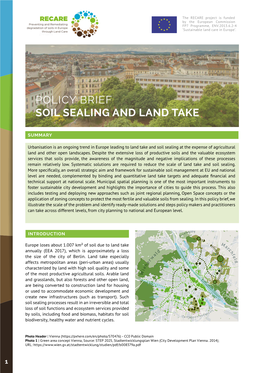 Policy Brief Soil Sealing and Land Take