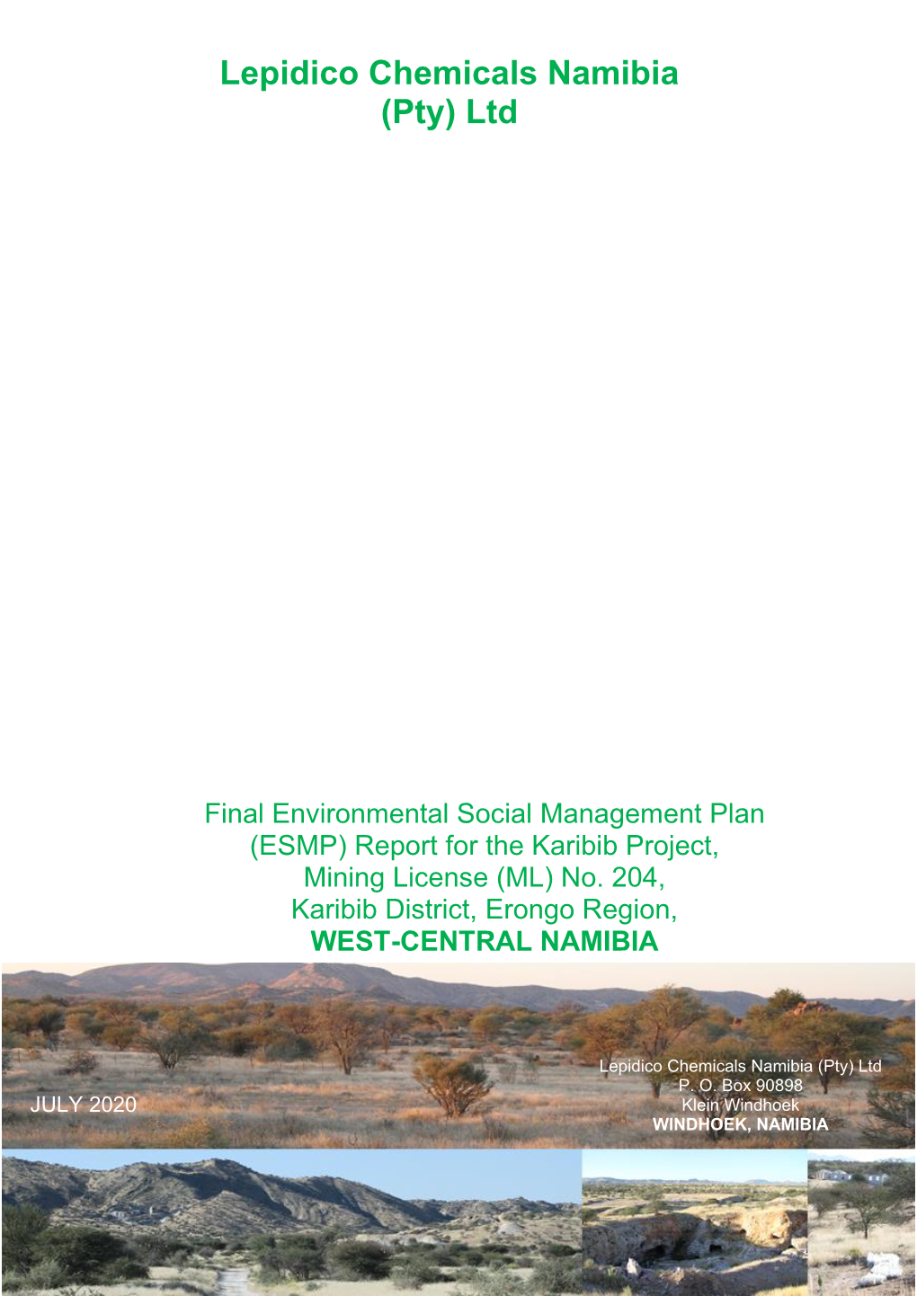 Final ESMP Report for the Karibib Project for Lepidico