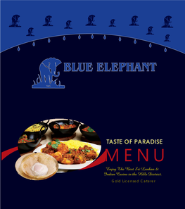 TASTE of PARADISE MENU Enjoy the Best Sri Lankan & Indian Cusine in the Hills District