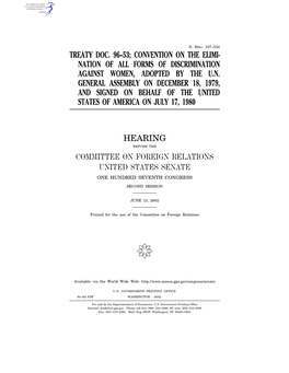Treaty Doc. 96–53; Convention on the Elimi- Nation of All Forms of Discrimination Against Women, Adopted by the U.N