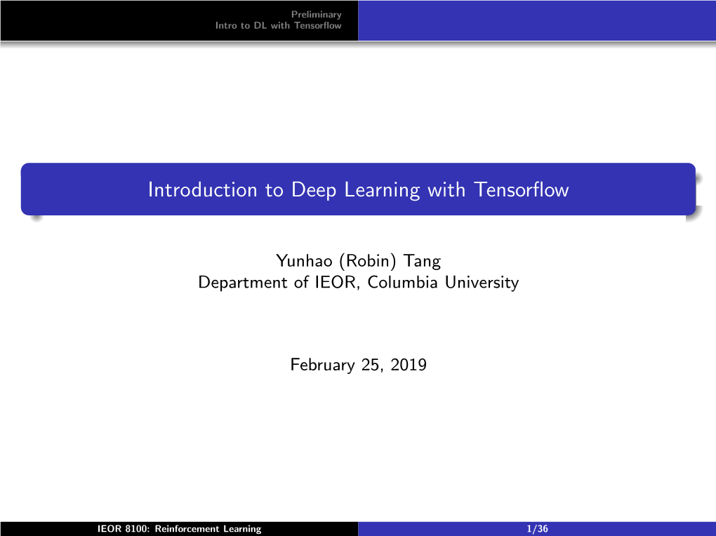 Tensorflow and Deep Learning Tutorial