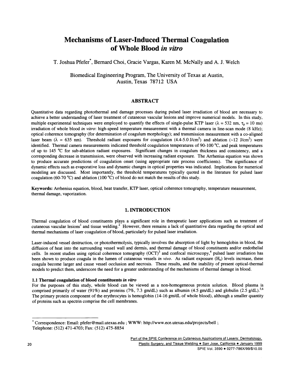 Mechanisms of Laser-Induced Thermal Coagulation of Whole Blood in Vitro