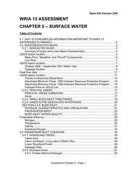 Wria 13 Assessment Chapter 5 – Surface Water