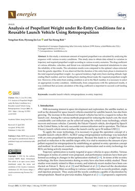 Analysis of Propellant Weight Under Re-Entry Conditions for a Reusable Launch Vehicle Using Retropropulsion
