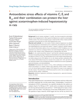 Antioxidative Stress Effects of Vitamins C, E, and B , and Their Combination