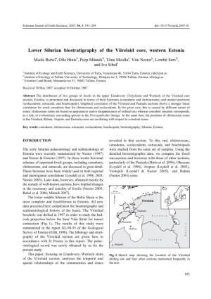 Lower Silurian Biostratigraphy of the Viirelaid Core, Western Estonia