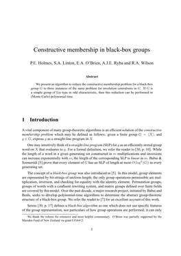 Constructive Membership in Black-Box Groups
