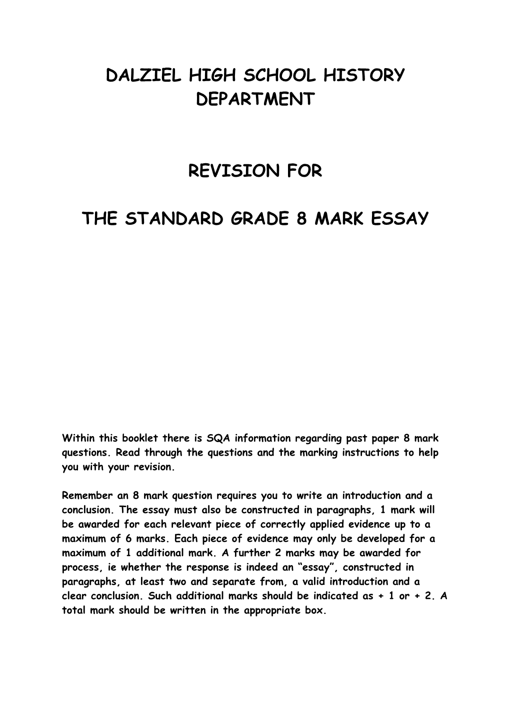 Revision 8 Mark Essay Question