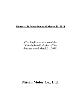 Financial Information As of March 31, 2018