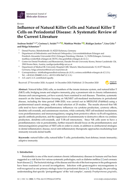 Influence of Natural Killer Cells and Natural Killer T Cells on Periodontal