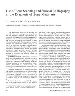 Use of Bone Scanning and Skeletal Radiography in the Diagnosis of Bone Metastasis