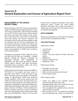 Appendix B. General Explanation and Census of Agriculture Report Form