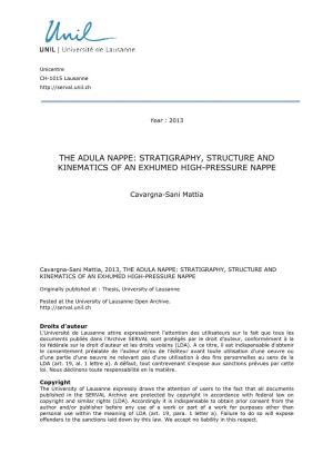 The Adula Nappe: Stratigraphy, Structure and Kinematics of an Exhumed High-Pressure Nappe