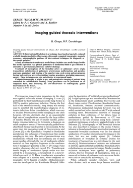 Imaging Guided Thoracic Interventions