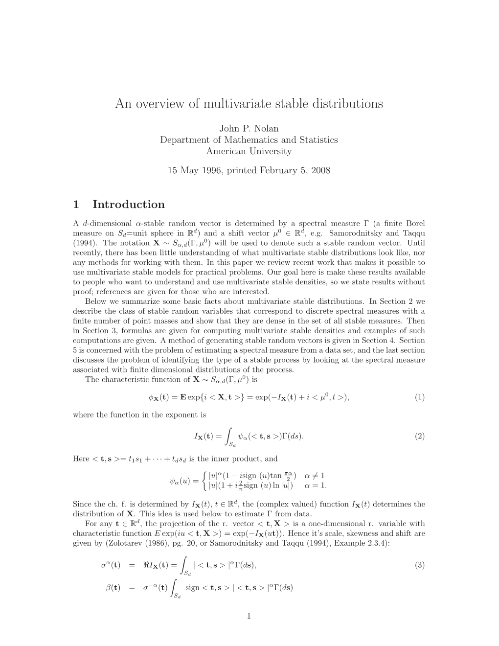 An Overview of Multivariate Stable Distributions