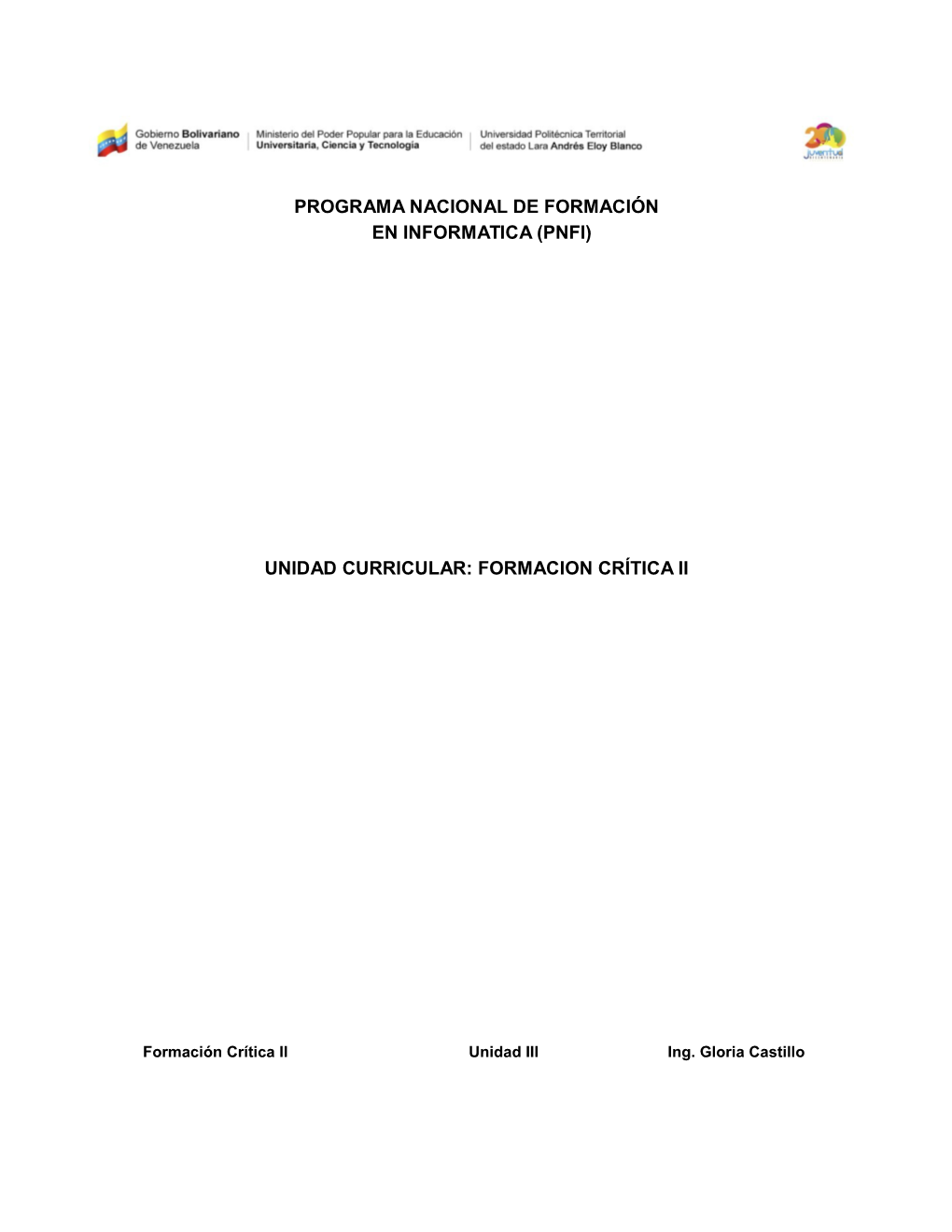 Programa Nacional De Formación En Informatica (Pnfi)