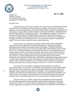 Department of Defense Letter to Laura Cooper