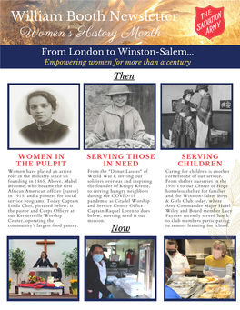 William Booth Newsletter Women's History Month from London to Winston-Salem