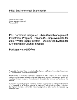 Tranche 2: Udupi Water Supply System (Package No. 02UDP01)