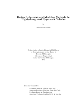 Design Refinement and Modeling Methods for Highly-Integrated Hypersonic Vehicles