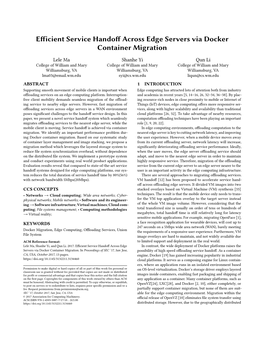 Efficient Service Handoff Across Edge Servers Via Docker Container's